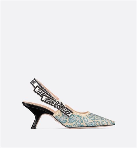 J'Adior Slingback Pump Duck Blue Dior Brocart Embroidered 